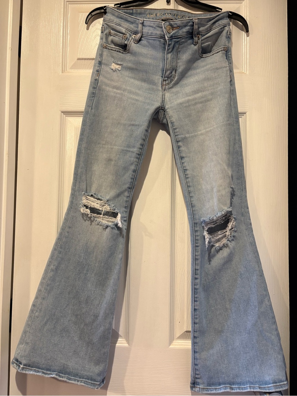 American Eagle Outfitters Light Wash Distressed Flare Jeans